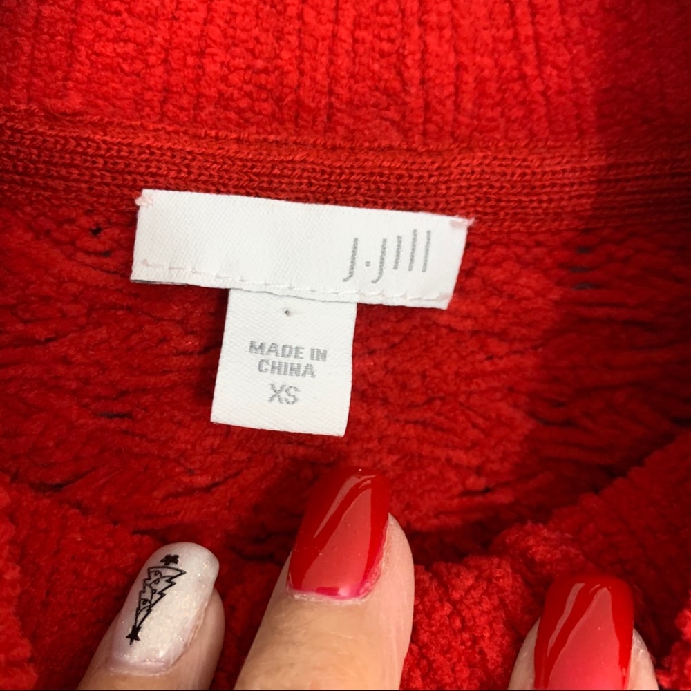 J Jill Red Basket Weave Pattern Button Car - image 6